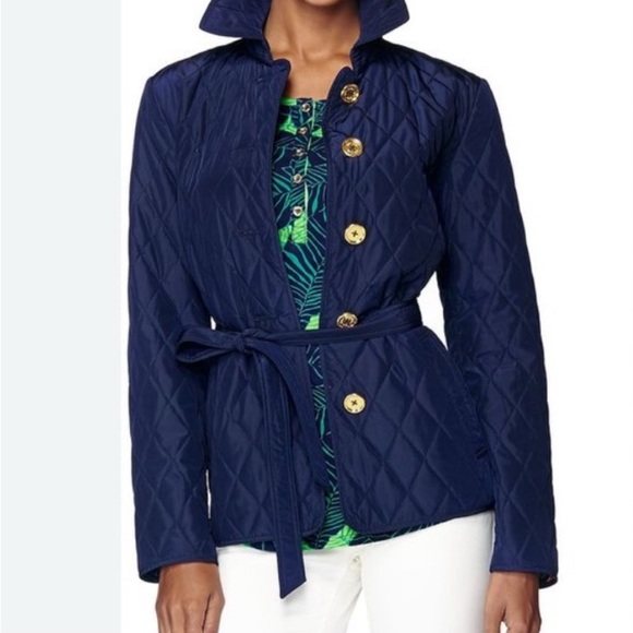 Lilly Pulitzer Jackets & Blazers - Elegant & timeless! Navy Lilly Pulitzer Quilted Jacket, Gold Buttons, Small!